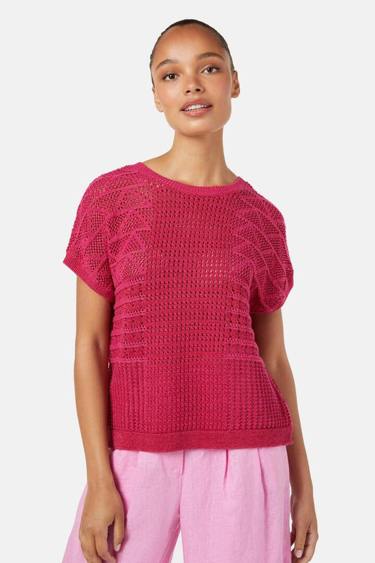 Image of a model wearing Tops. Productname: Cordelia Knit Top in Pink colour by brand - Gorman