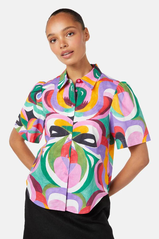 Image of a model wearing Tops. Productname: Kaleidoscopic Shirt in Print colour by brand - Gorman