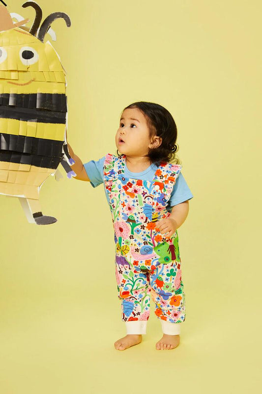 Image of a model wearing Pants. Productname: Dreamland Baby Overalls in Print colour by brand - Gorman
