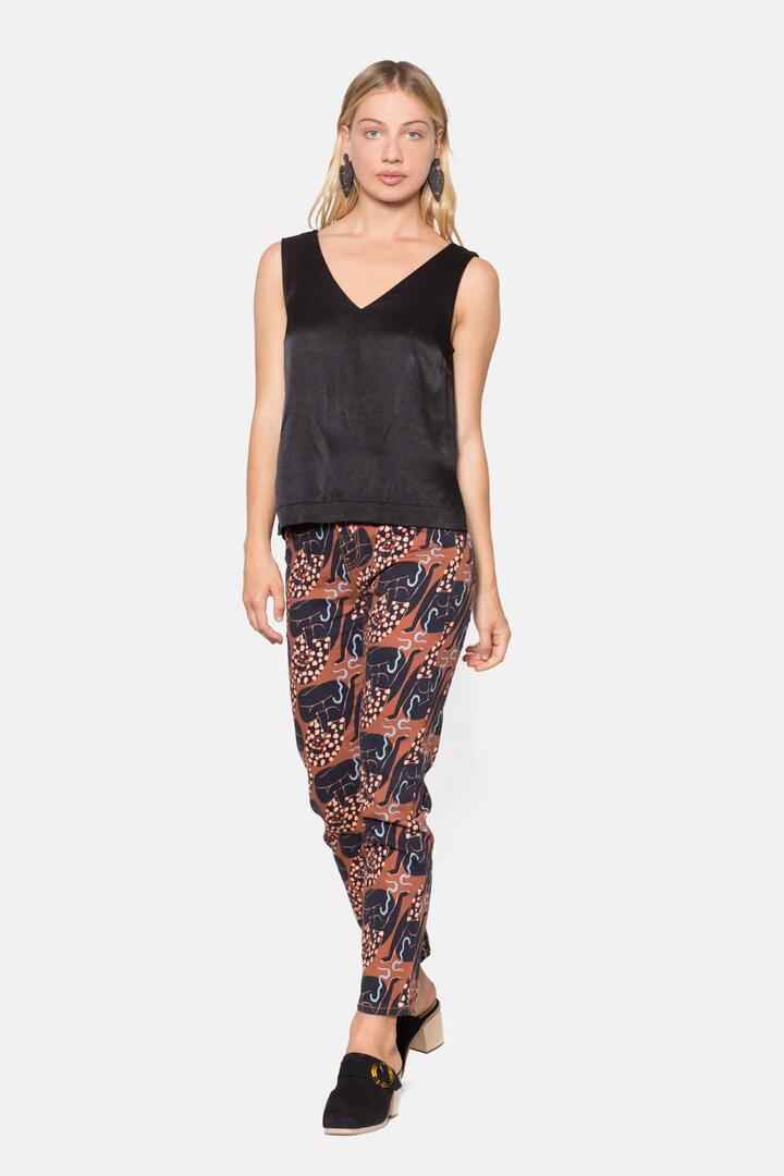 Image of a model wearing Denim. Productname: Curious Lady Skinny Jean in Print colour by brand - Gorman