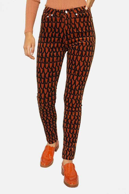 Image of a model wearing Denim. Productname: Loop De Loop Skinny Cord in Print colour by brand - Gorman