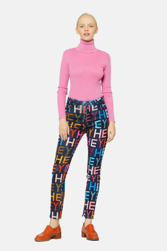 Image of a model wearing Denim. Productname: Hey Hey Hey Skinny Cord in Print colour by brand - Gorman