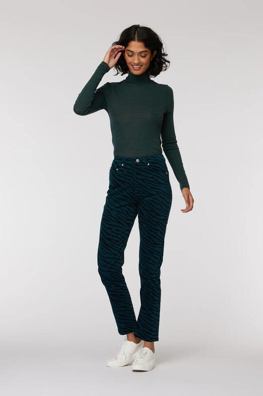 Image of a model wearing Denim. Productname: Ziggy Cord Jean in Print colour by brand - Gorman