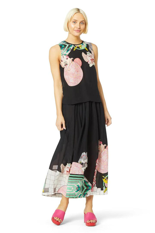 Image of a model wearing Tops. Productname: Wor Tank in Print colour by brand - Gorman