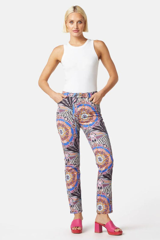 Image of a model wearing Denim. Productname: Psy Zetta Terra Skinny Jean in Print colour by brand - Gorman