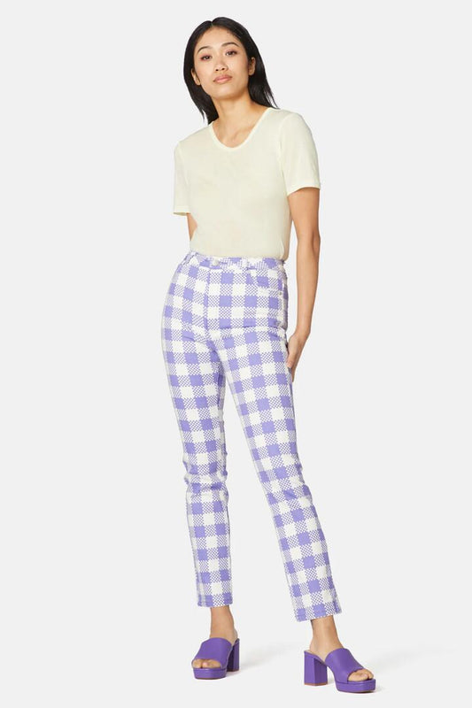 Image of a model wearing Denim. Productname: Gingham Glow Jean in Print colour by brand - Gorman