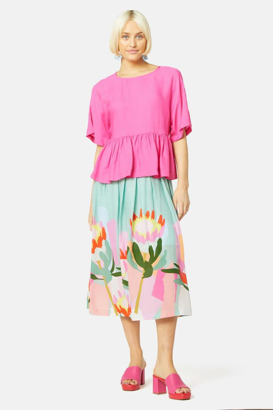 Image of a model wearing Tops. Productname: Camelia Rose Top in Pink colour by brand - Gorman