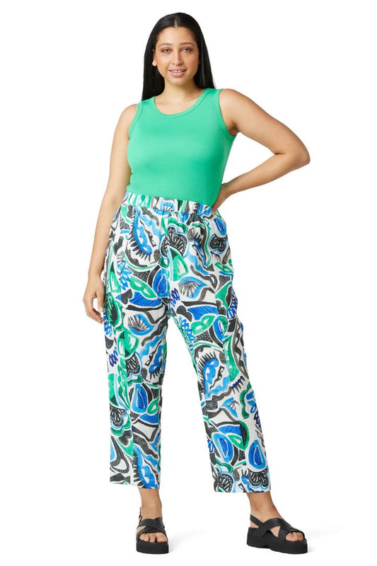 Image of a model wearing Pants. Productname: Blue Depths Linen Pant in Print colour by brand - Gorman