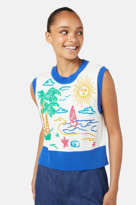 Image of a model wearing Tops. Productname: Taking Time Knit Top in Multi colour by brand - Gorman