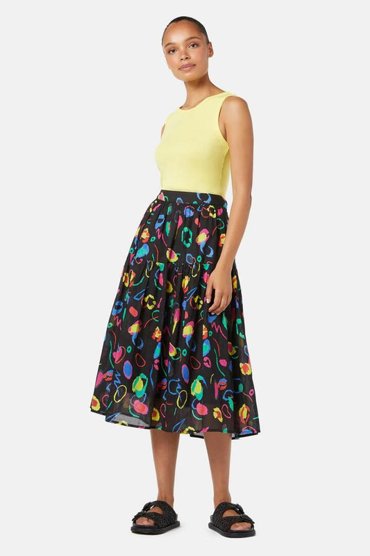 Image of a model wearing Skirts. Productname: Neon Scribble Party Skirt in Print colour by brand - Gorman