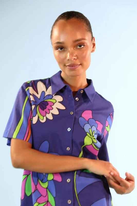 Image of a model wearing Tops. Productname: Soleil Shirt in Print colour by brand - Gorman