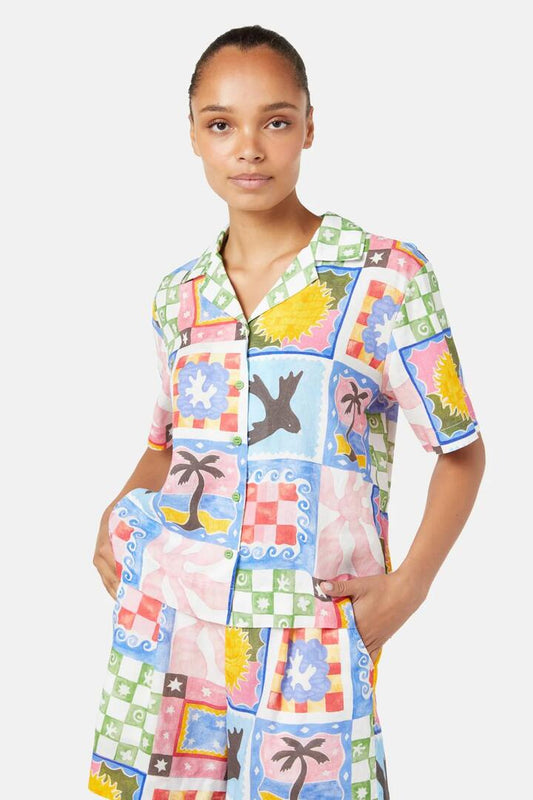 Image of a model wearing Tops. Productname: Summer Squares Shirt in Print colour by brand - Gorman