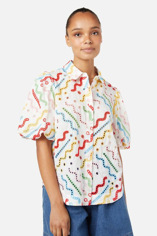 Image of a model wearing Tops. Productname: Dizzy Dangler Anglaise Shirt in Multi colour by brand - Gorman