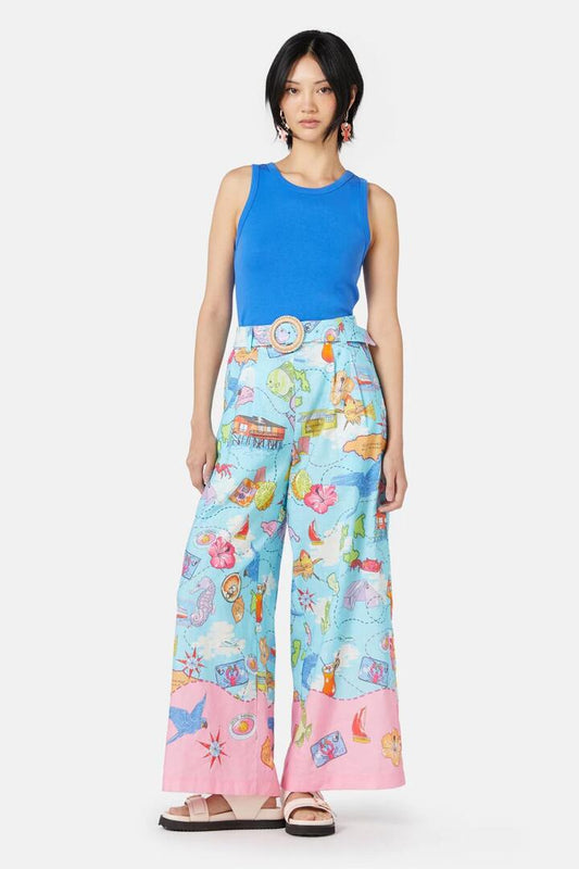 Image of a model wearing Pants. Productname: Souvenir Pant in Print colour by brand - Gorman