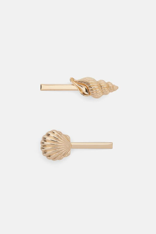 Image of Hair Accessories. Productname: Sea Shell Hair Clips 2 in Gold colour by brand - Gorman