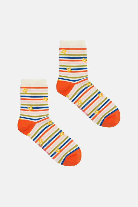 Image of Socks. Productname: Flower Stripe Sock in Multi colour by brand - Gorman