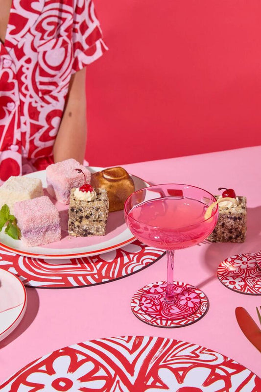 Image of Kitchen & Dining. Productname: Berry Martini Glass S/2 in Pink colour by brand - Gorman