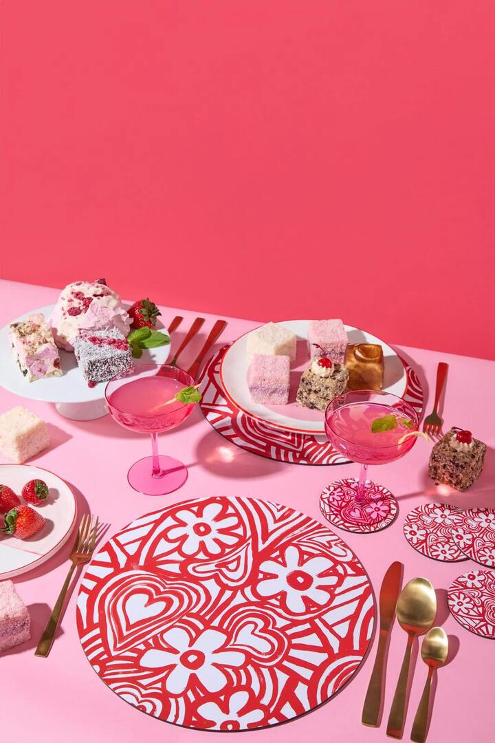 Image of Kitchen & Dining. Productname: Red Flower Placemat Set 4 in Print colour by brand - Gorman