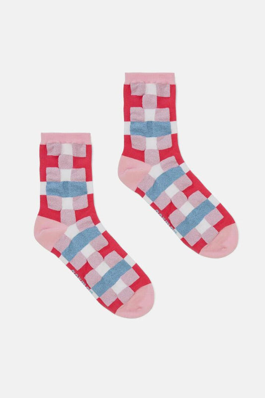 Image of Socks. Productname: Pink Gingham Sock in Multi colour by brand - Gorman