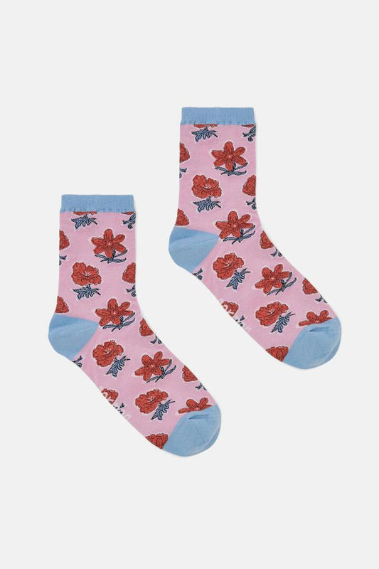 Image of Socks. Productname: Red Flower Sock in Multi colour by brand - Gorman