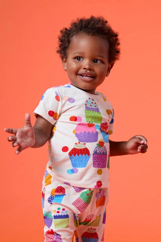 Image of a model wearing Tops. Productname: Spotty Cakes Baby SS Tee in Cream colour by brand - Gorman