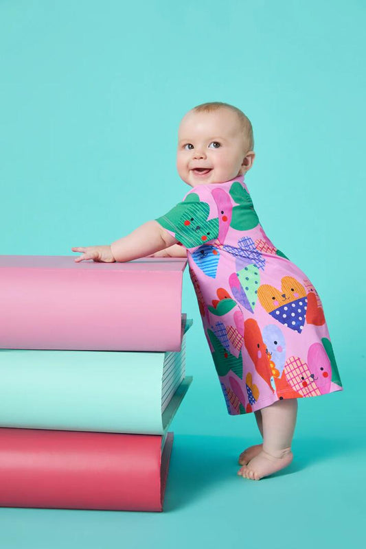 Image of Dresses. Productname: Hearts Baby Dress in Pink colour by brand - Gorman