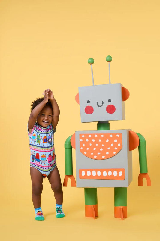 Image of Bodysuits. Productname: Robots Baby Onesie in Blue colour by brand - Gorman