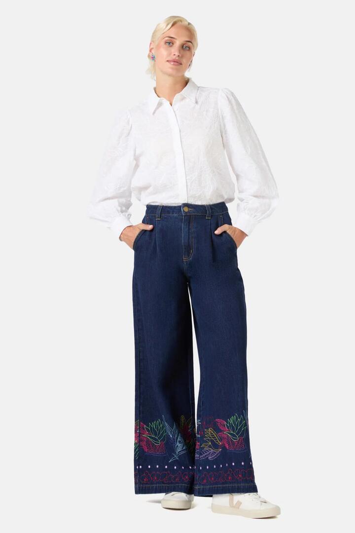 Image of a model wearing Denim. Productname: Monkey Forest Denim Jean in Indigo colour by brand - Gorman