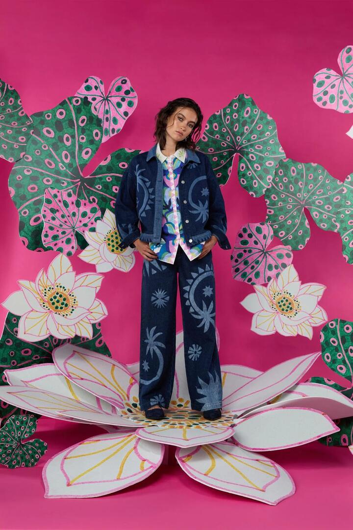 Image of a model wearing Denim. Productname: Jade Jeans in Print colour by brand - Gorman
