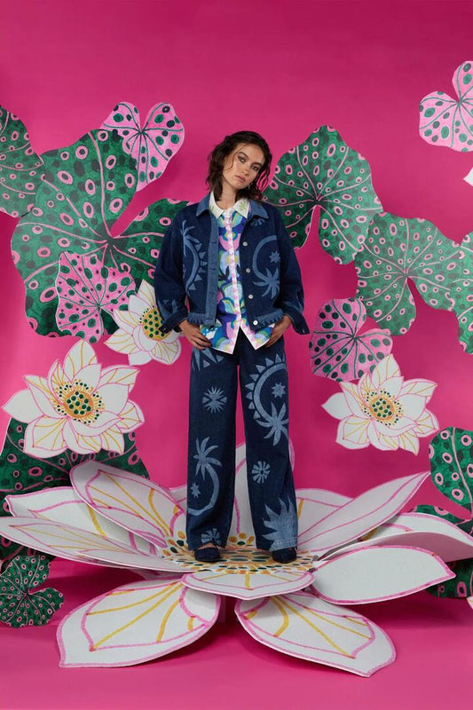 Image of a model wearing Denim. Productname: Jade Jeans in Print colour by brand - Gorman