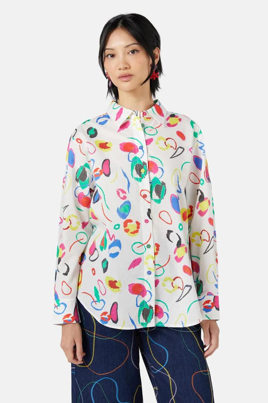 Image of a model wearing Tops. Productname: Scribble Shirt in Print colour by brand - Gorman