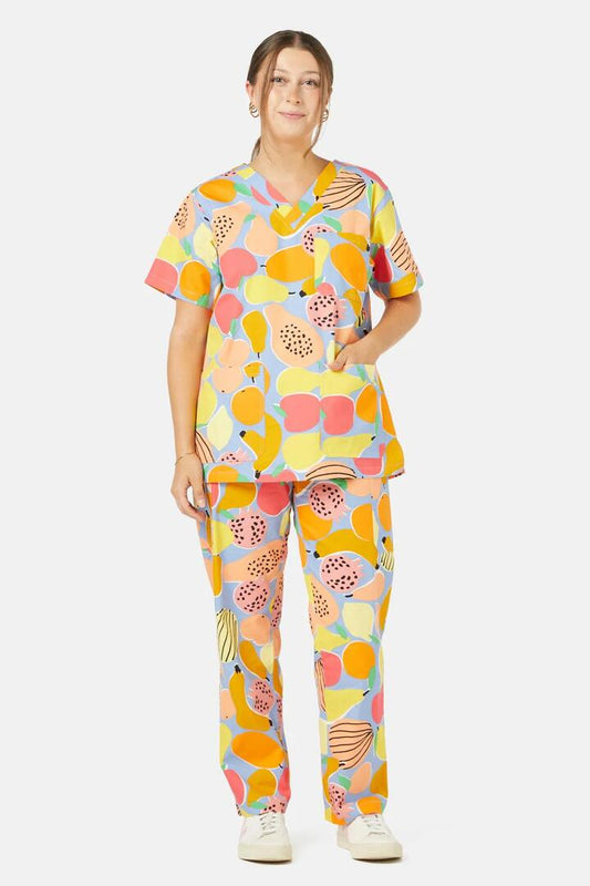Image of a model wearing Uniforms & Workwear. Productname: Fruit Salad Scrub Set in Blue colour by brand - Gorman