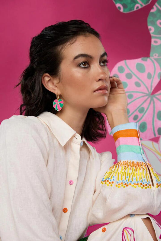 Image of Jewelry. Productname: Lotus Leaf Earing in Multi colour by brand - Gorman