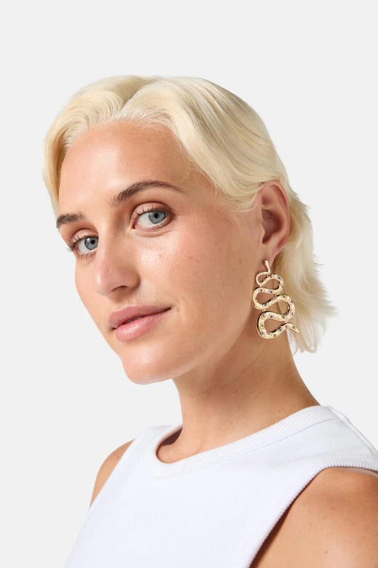 Image of Earrings. Productname: Snake Stamp Earring in Gold colour by brand - Gorman