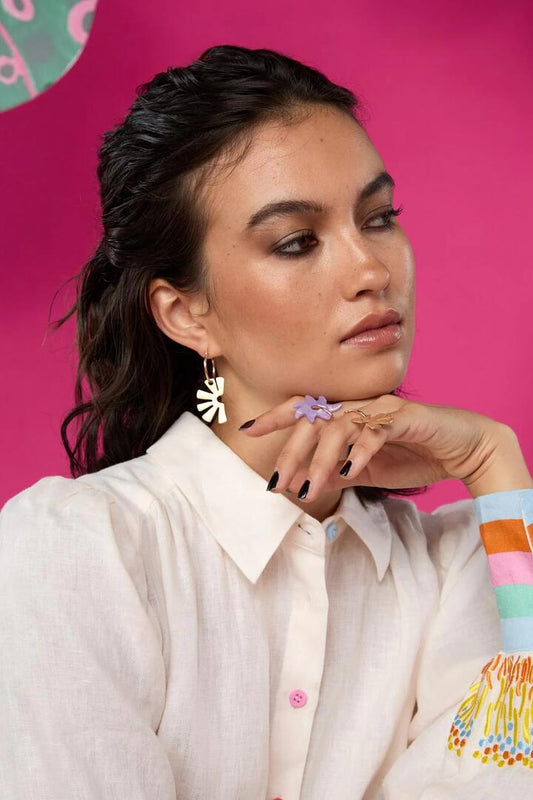 Image of Earrings. Productname: Gold Jade Earring in Gold colour by brand - Gorman