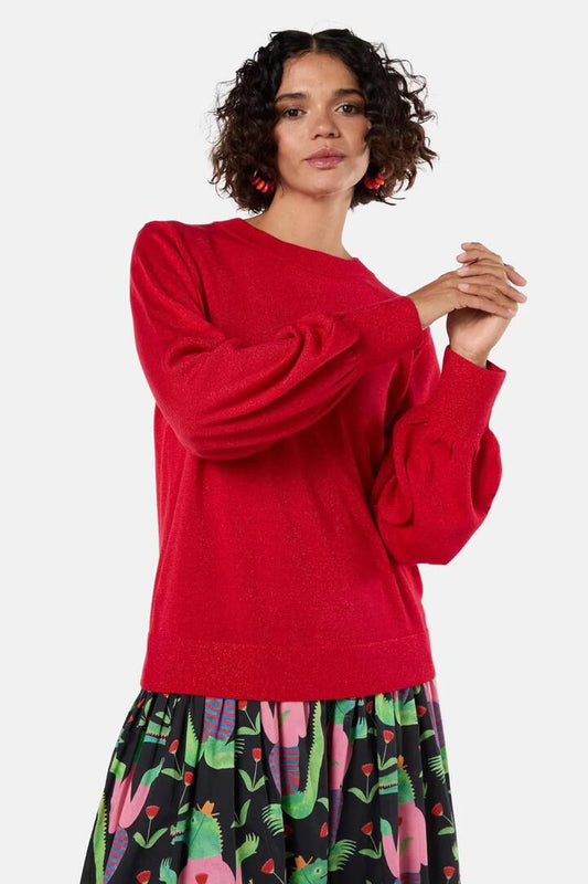 Image of a model wearing Outerwear. Productname: Daphne Jumper in Red colour by brand - Gorman