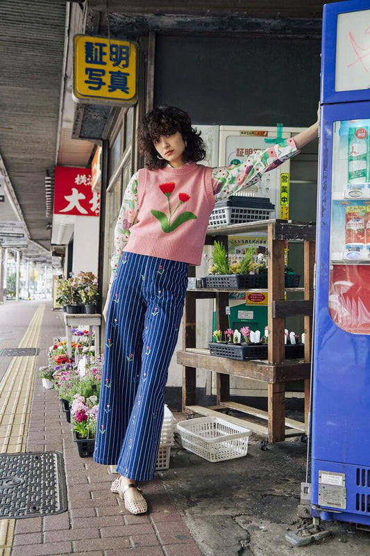 Image of Coats & Jackets. Productname: Rosette Knit Vest in Pink colour by brand - Gorman