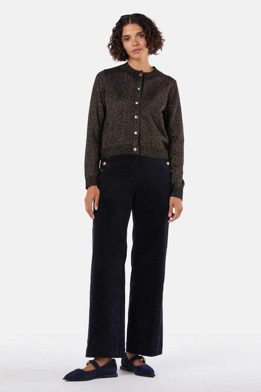 Image of a model wearing Outerwear. Productname: Starlight Cardigan in Gold colour by brand - Gorman