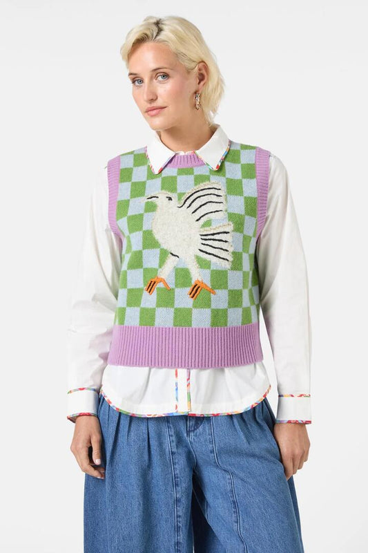 Image of Coats & Jackets. Productname: Fantasy Patchwork Knit Vest in Multi colour by brand - Gorman