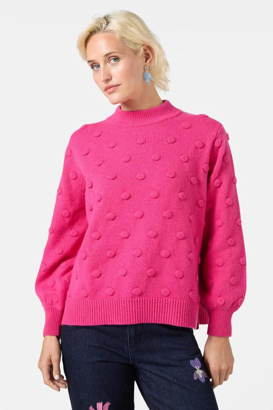 Image of a model wearing Outerwear. Productname: Confetti Jumper in Pink colour by brand - Gorman