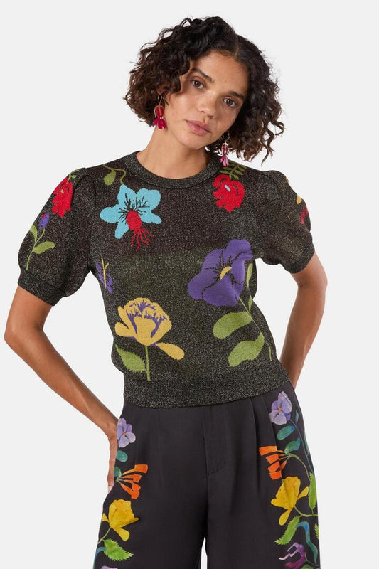 Image of a model wearing Tops. Productname: Leafy Lessons Knit Top in Multi colour by brand - Gorman