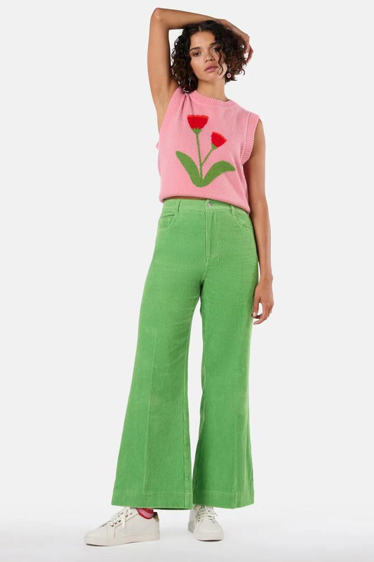 Image of a model wearing Denim. Productname: Greenery Corduroy Jean in Green colour by brand - Gorman