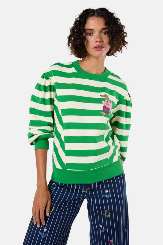 Image of a model wearing Outerwear. Productname: Gator-Rade Sweater in Stripe colour by brand - Gorman