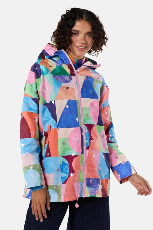 Image of a model wearing Rain Coats. Productname: Cutting Shapes Raincoat in Print colour by brand - Gorman
