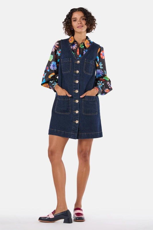 Image of Dresses. Productname: Picking Flowers Pinafore in Indigo colour by brand - Gorman