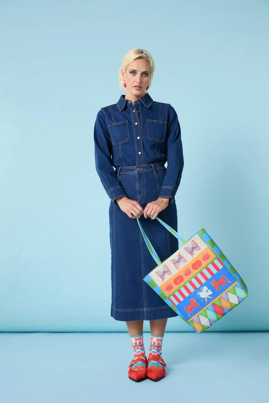 Image of a model wearing Tops. Productname: Dahlia Shirt in Dark Blue colour by brand - Gorman