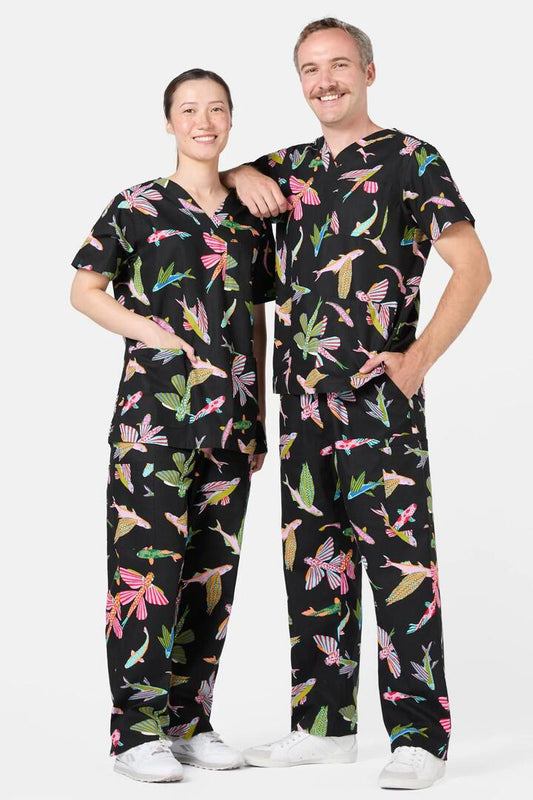 Image of a model wearing Uniforms & Workwear. Productname: Flying Fish Scrub Set in Multi colour by brand - Gorman