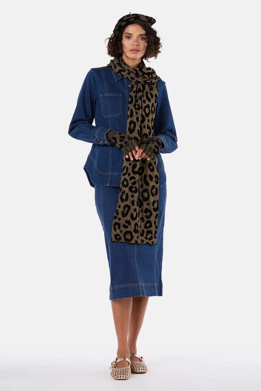 Image of Accessories. Productname: Leopard Scarf in Black/Gold colour by brand - Gorman