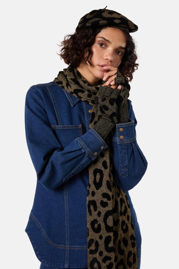 Image of Hats. Productname: Leopard Beret in Black/Gold colour by brand - Gorman