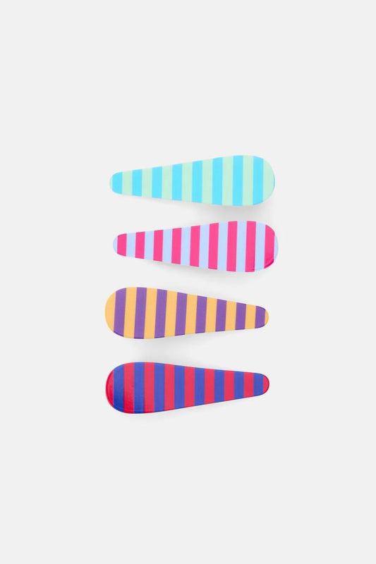 Image of Hair Accessories. Productname: Stripe Hair Clip Set X4 in Multi colour by brand - Gorman